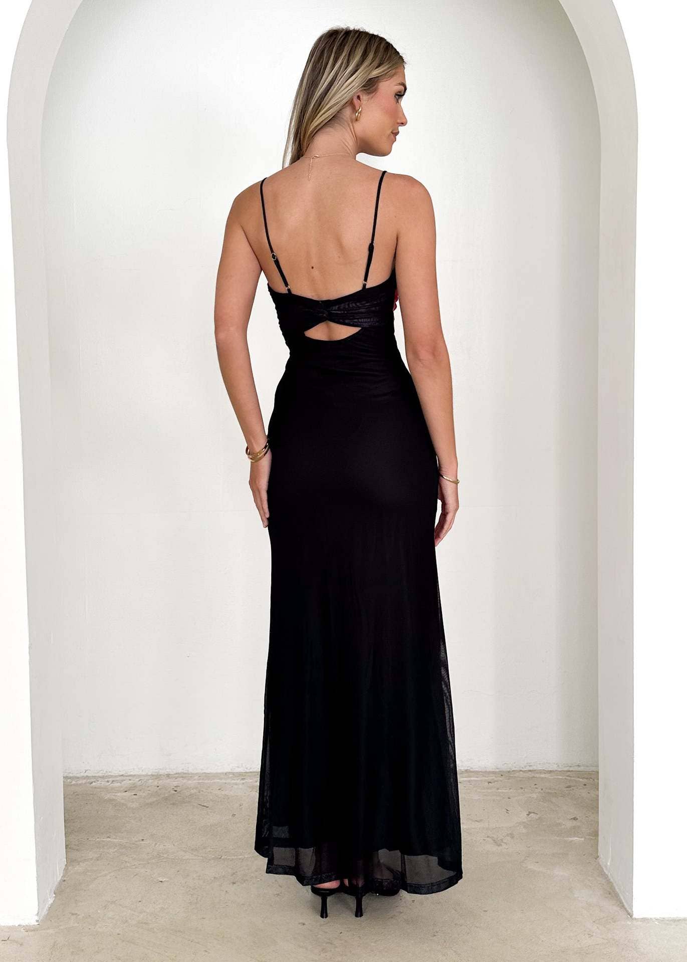 Slim-fit halter contrast color floral print dress