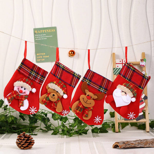 SEQUINED 3D SANTA CLAUS CHRISTMAS STOCKINGS