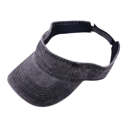 SOLID COLOR VINTAGE WASHED SUN VISOR SUNSHADE HAT_CWAH1219