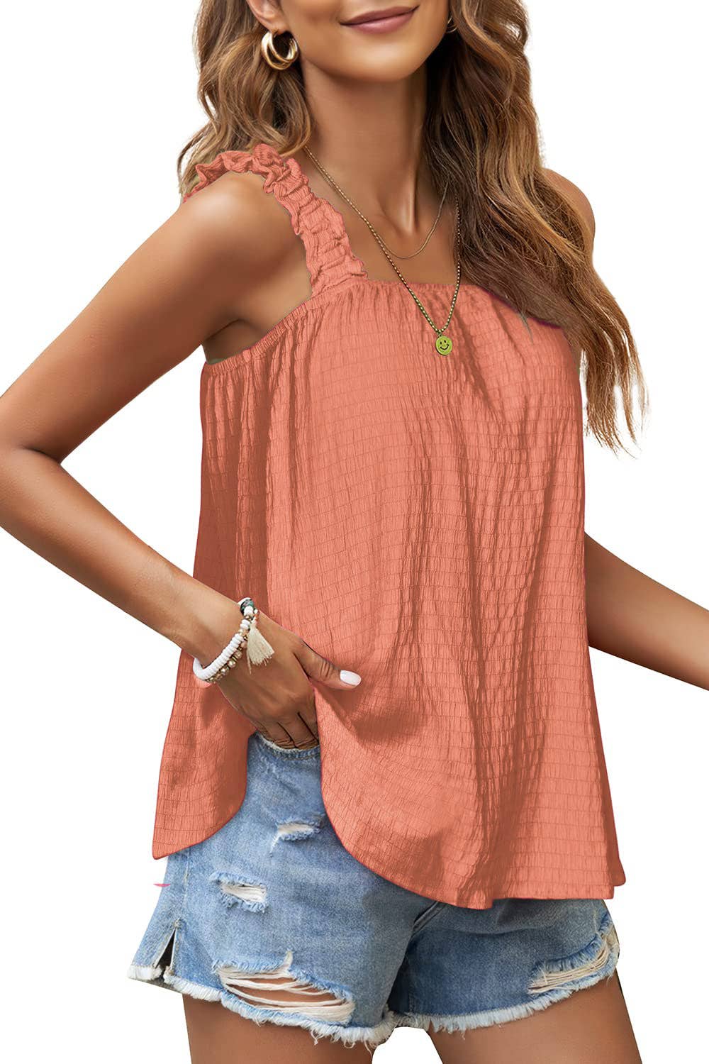 SOLID COLOR CAMISOLE TOP WITH PIT-STRIPED ELASTIC