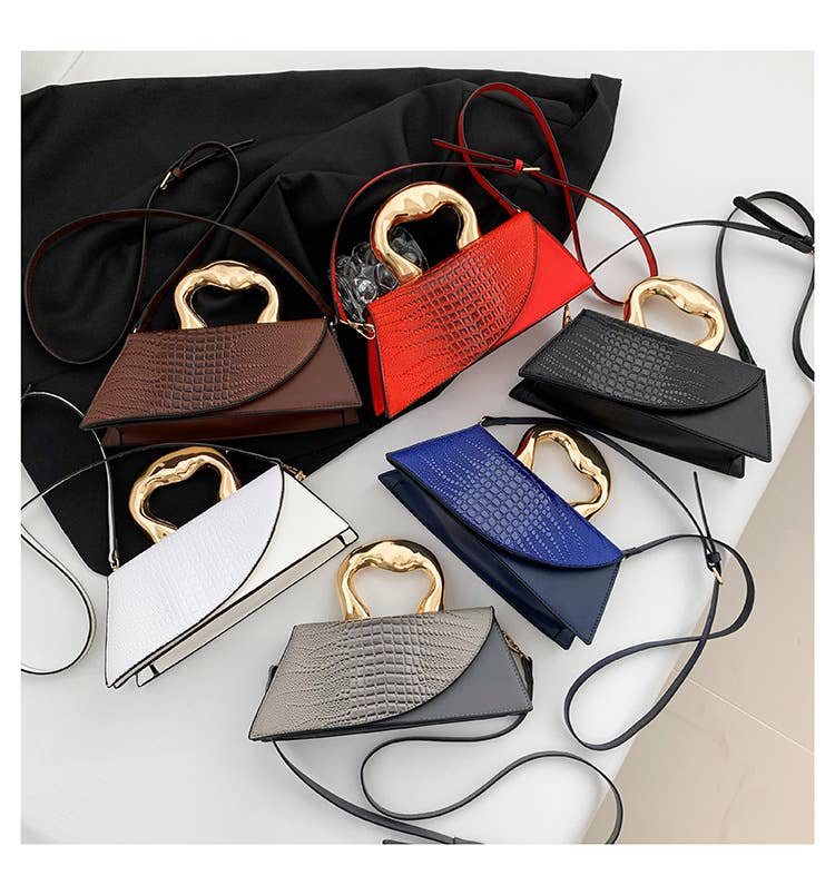 Stone-patterned retro crossbody small square bag