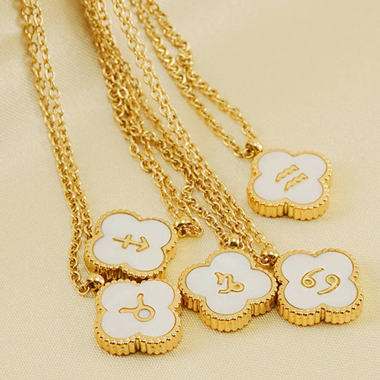 SHELL FOUR LEAF CLOVER CONSTELLATION NECKLACE