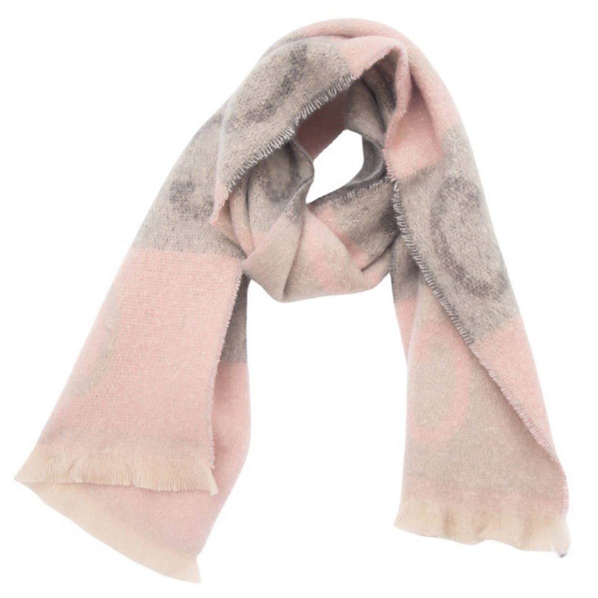 Letter Jacquard Scarf ? Winter Short Fringe Wrap