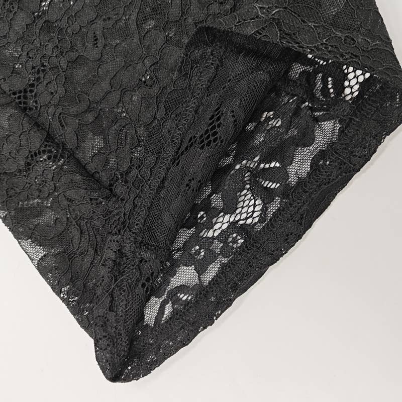 Lace patchwork see-through one-piece trousers