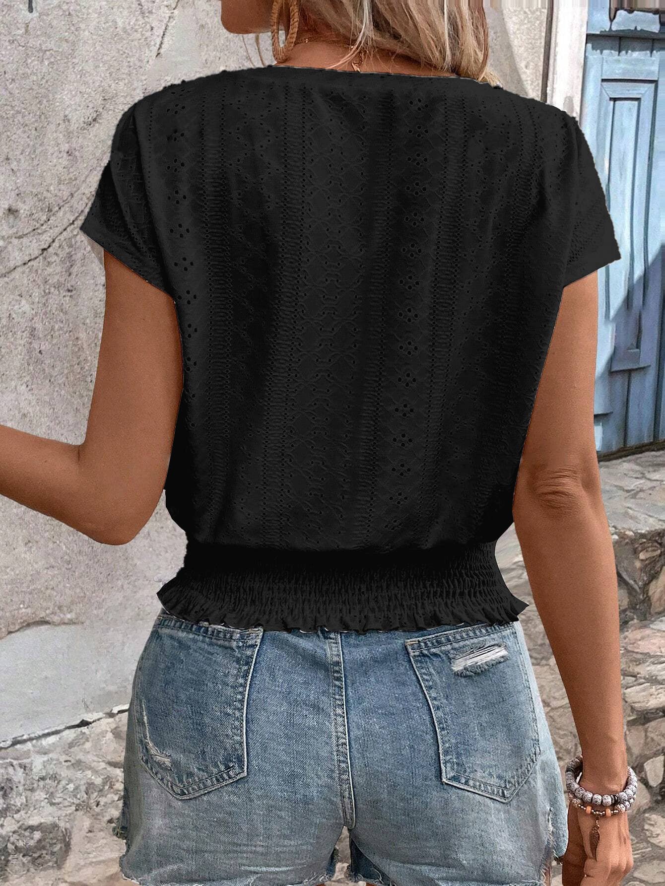 Round neck solid color short sleeve T-shirt