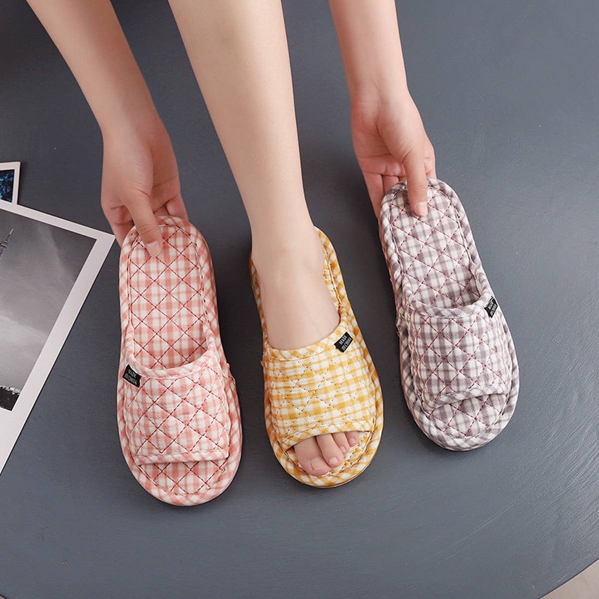 Thick Cotton Indoor Slippers with Fabric Sole