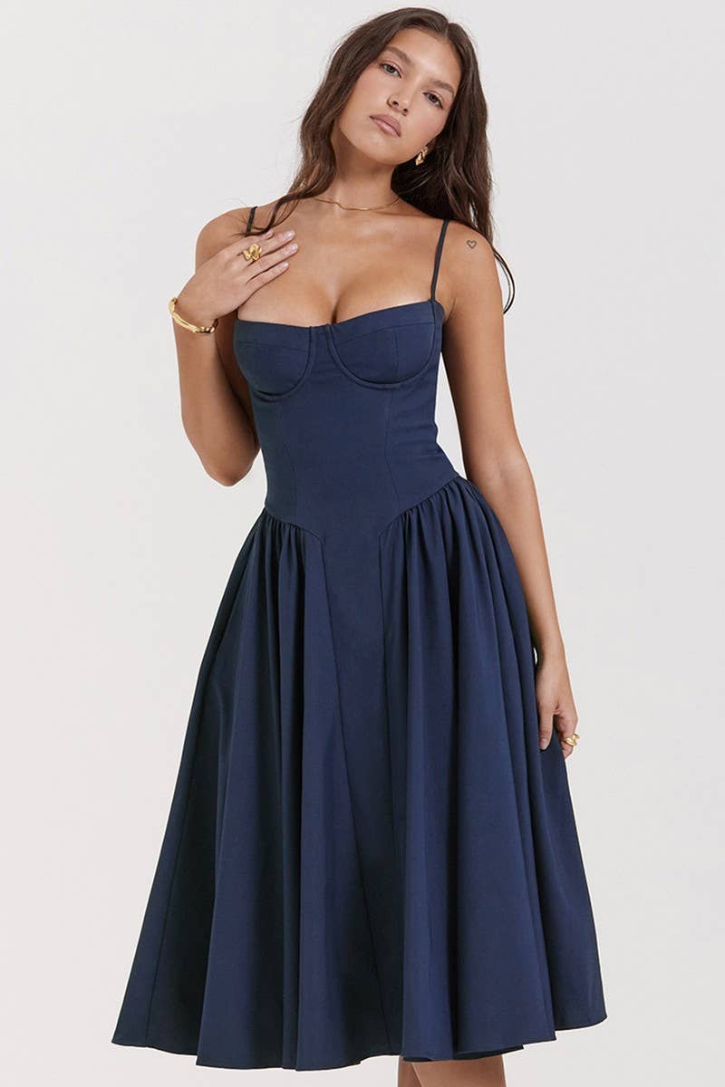 CWDMD5632_SLIM FIT OFF-SHOULDER BACKLESS MIDI DRESS