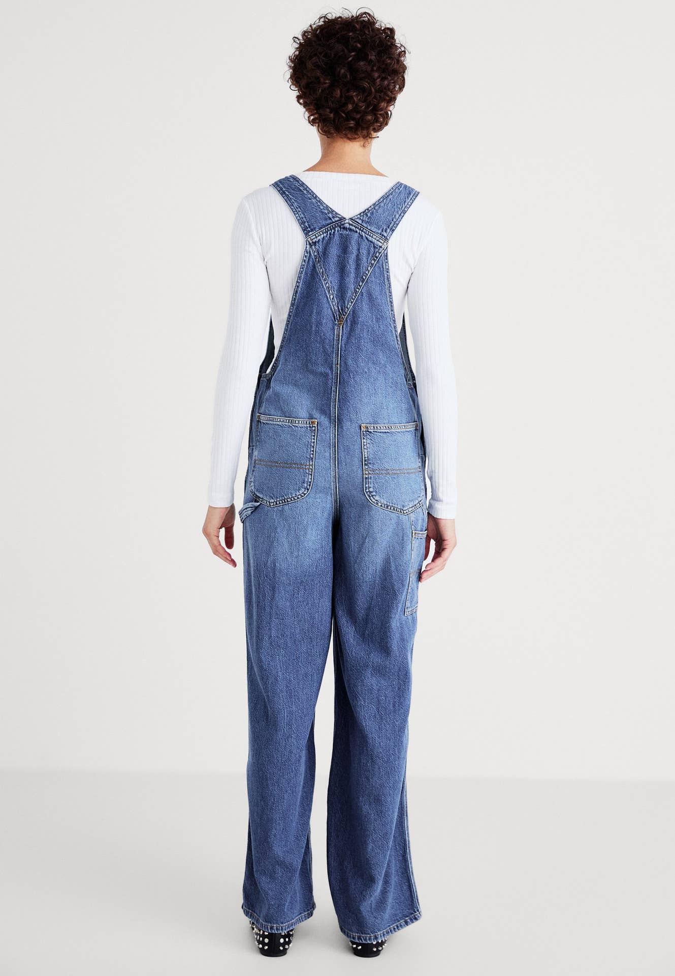FASHION LOOSE SOLID COLOR DENIM OVERALLS WOMEN