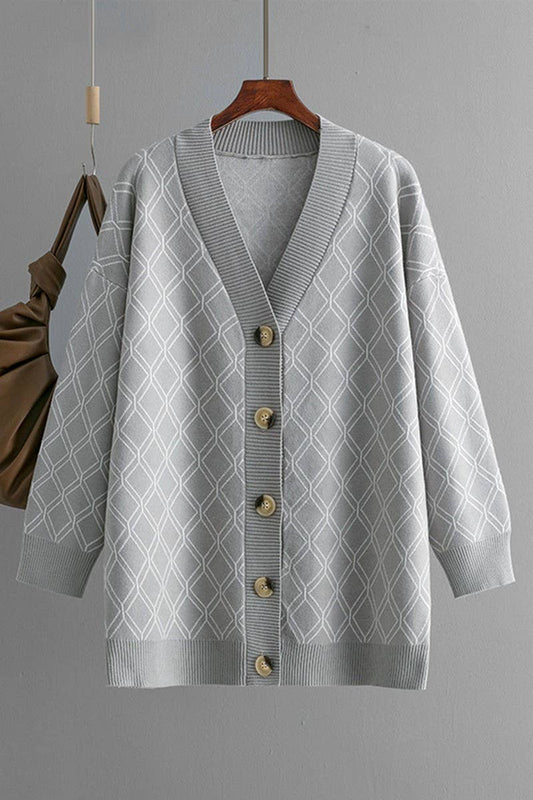 CWOCAL00662_CASUAL LOOSE DIAMOND KNIT CARDIGAN