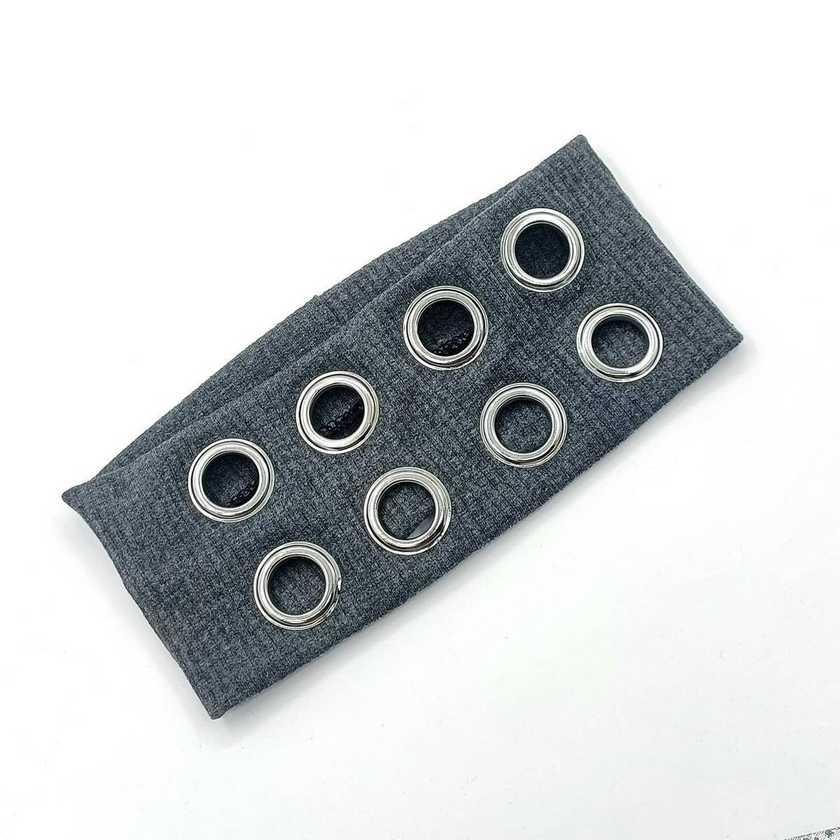 Wide Punk Fabric Headband with Metal Eyelets