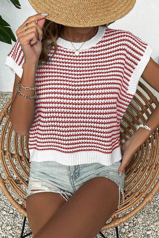Striped patchwork knitted waistcoat