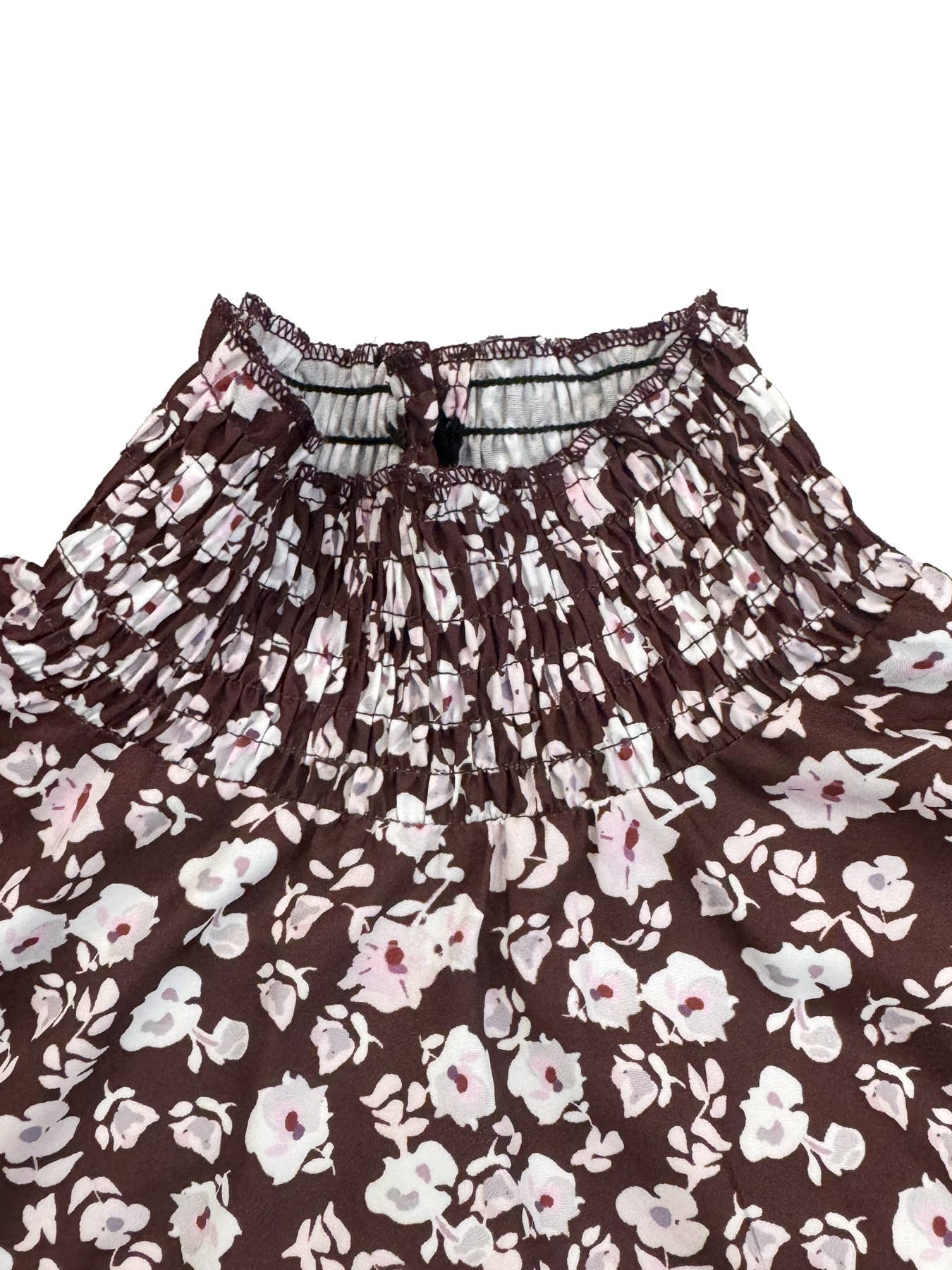 WOODEN EAR SLEEVES WITH BELT FLORAL PRINT DRESS