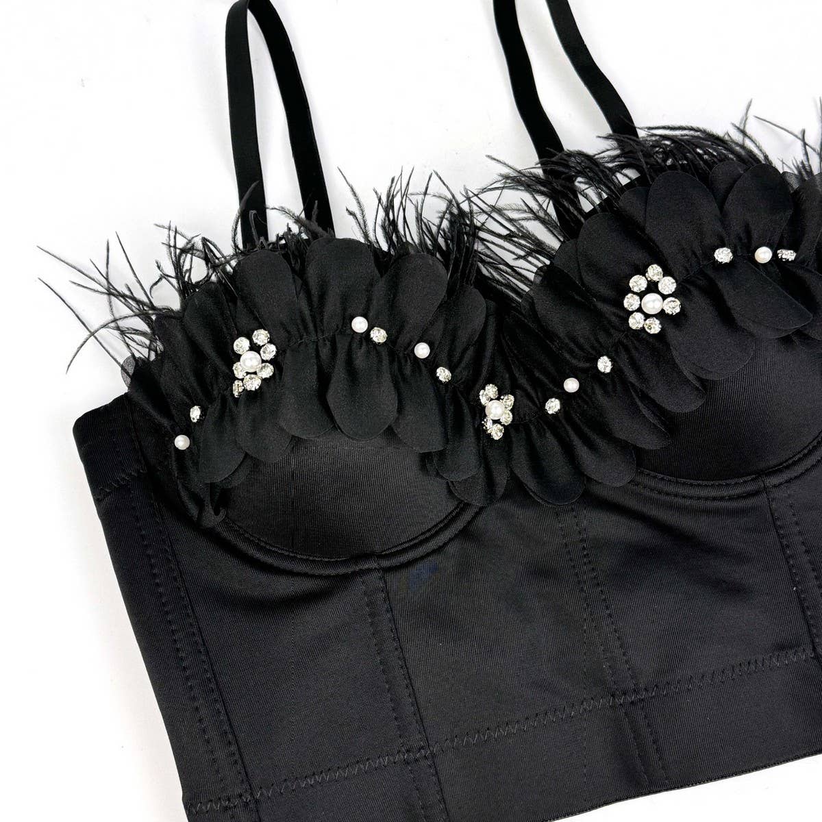 TASSEL DESIGN FLORAL HERRINGBONE CORSET