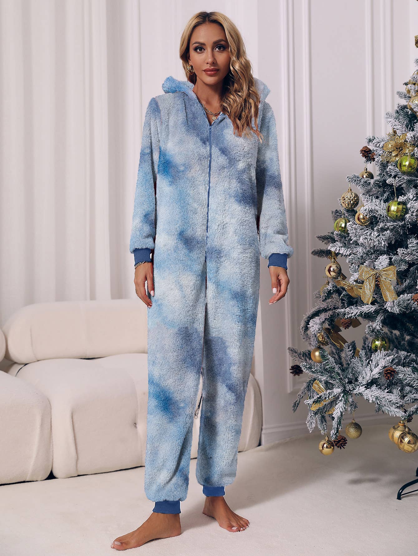 Long sleeved reversible velvet Christmas jumpsuit