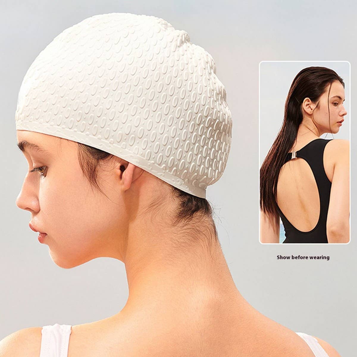 XL Silicone Bubble Swim Cap for Long Hair_CWMM6700