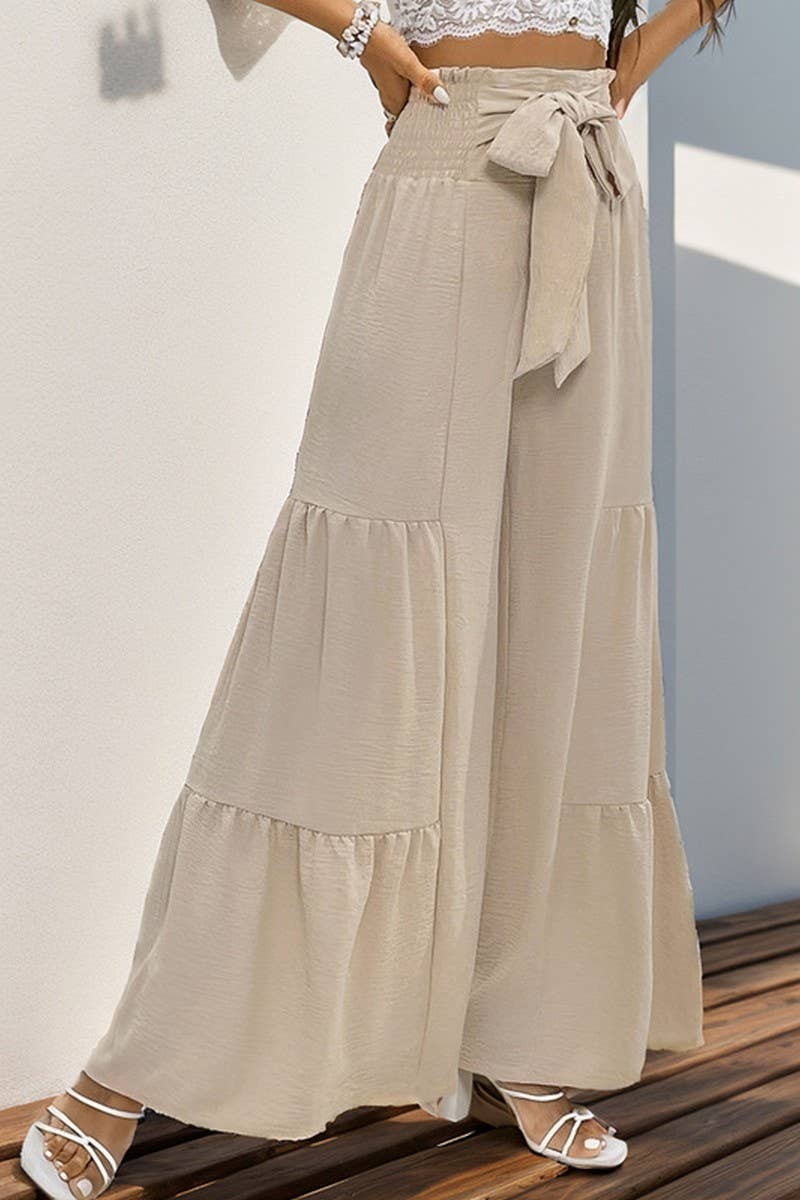 CWBLP1068_ELASTIC HIGH WAIST FLARED WIDE LEG PANTS