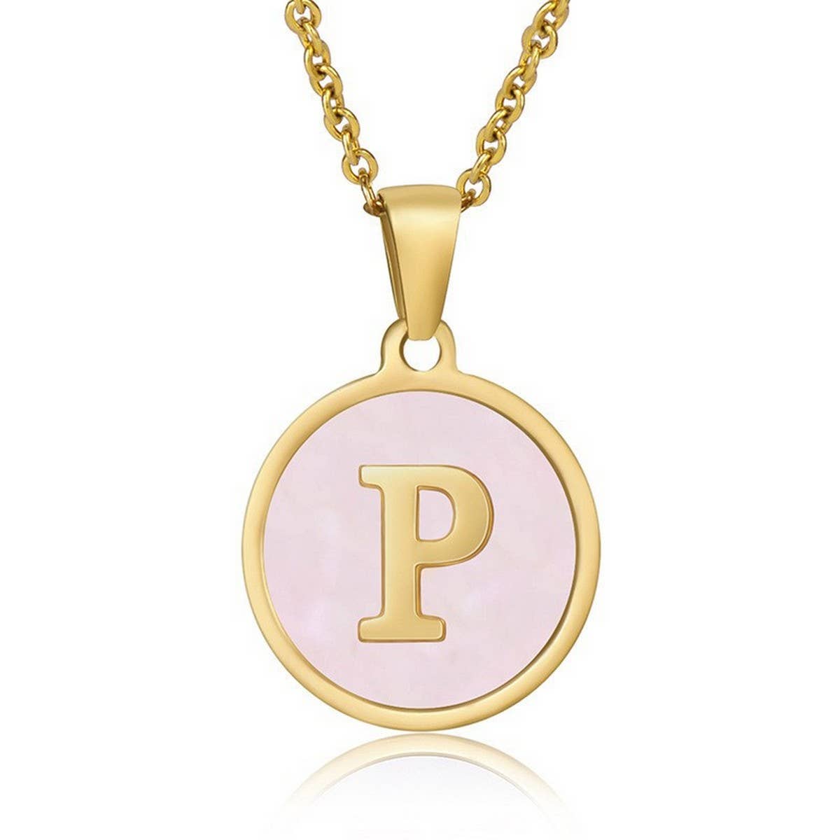 ROUND 18K GOLD STAINLESS STEEL 26LETTERS NECKLACE