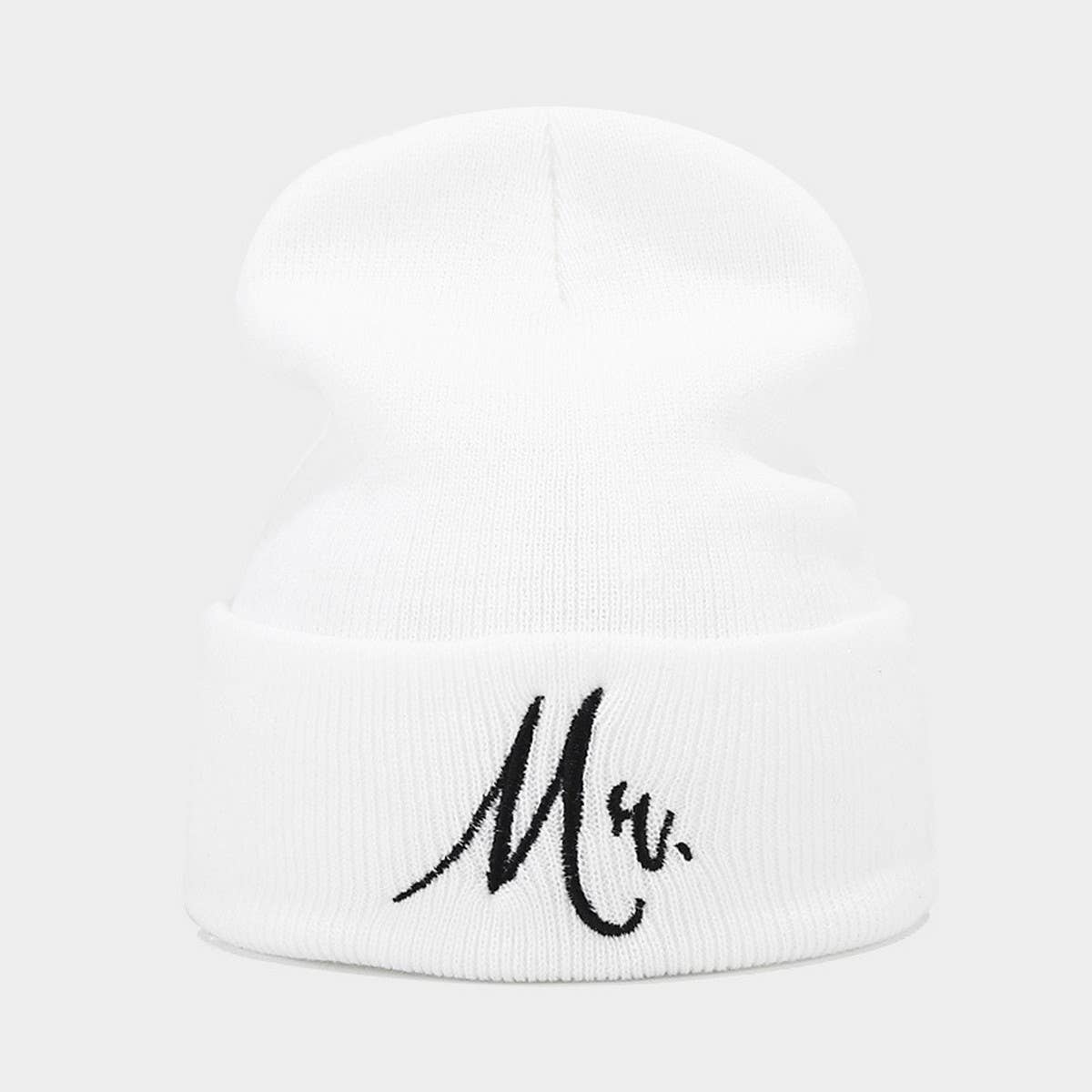 MRS MR EMBROIDERED KNITTED HAT FOR MEN AND WOMEN