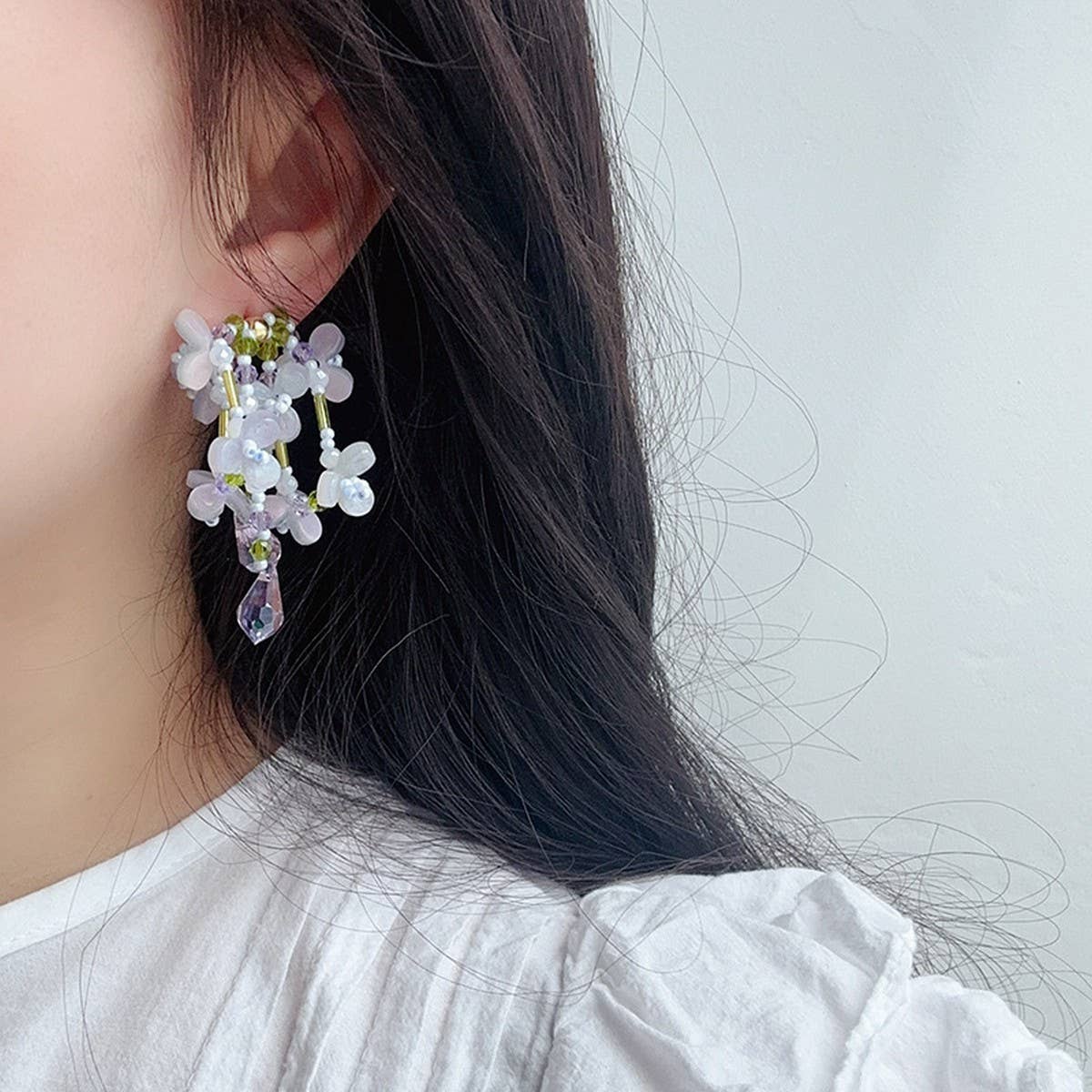 LIVELY AND PURE WATER DROP TASSEL EARRINGS
