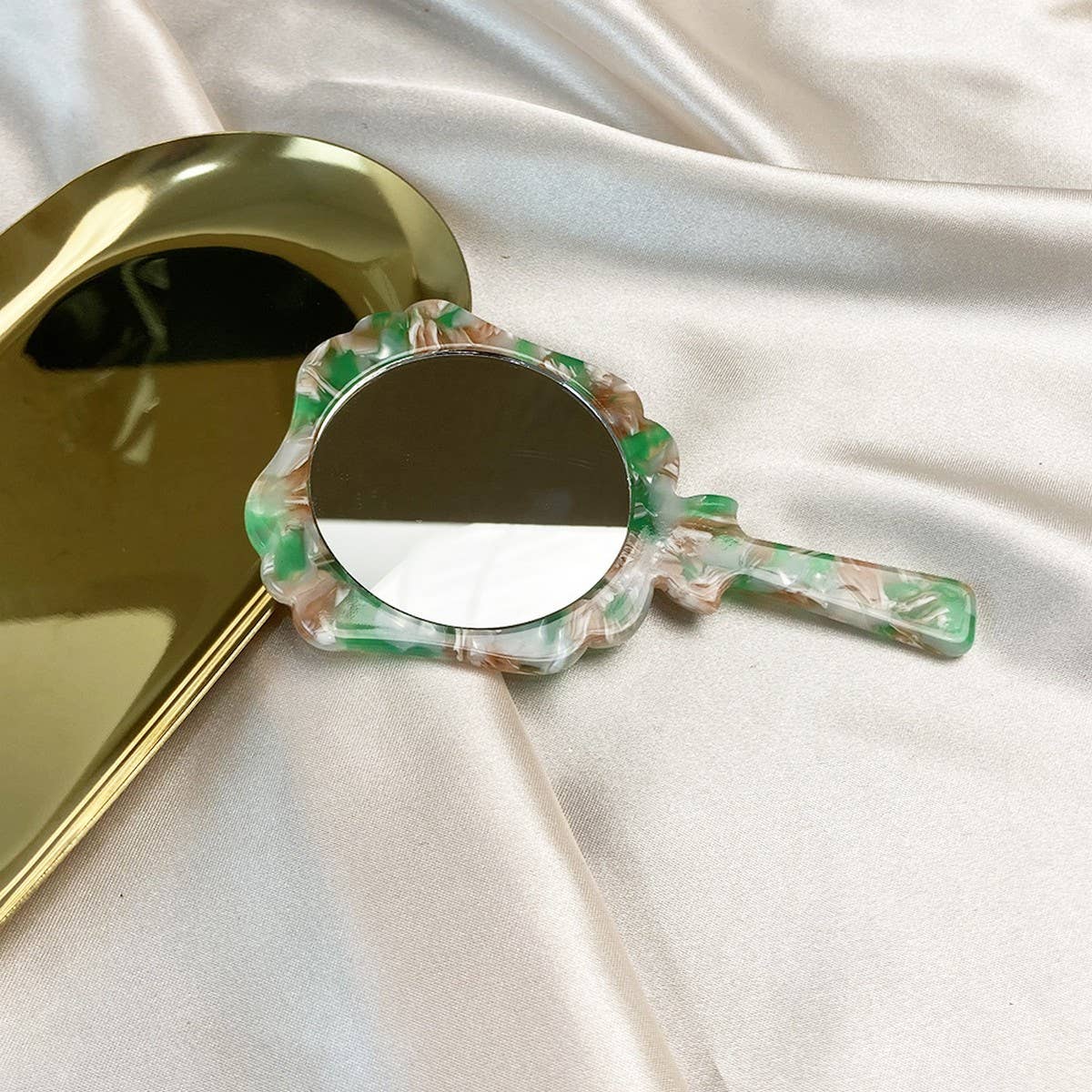 Geometric Acetate Handheld Makeup Mirror, Compact