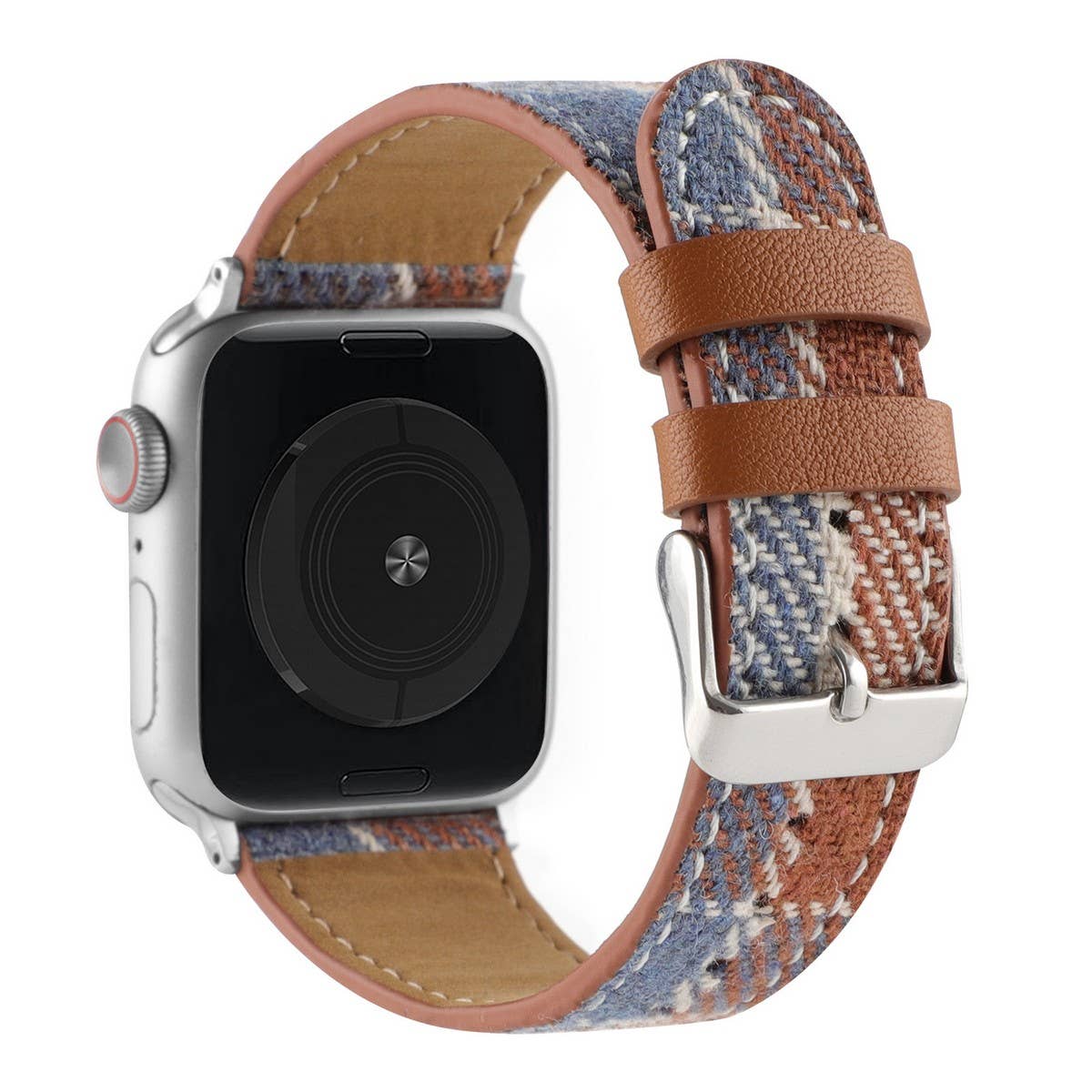 IWATCH8-1 PLUSH CHECKERED LEATHER STRAP