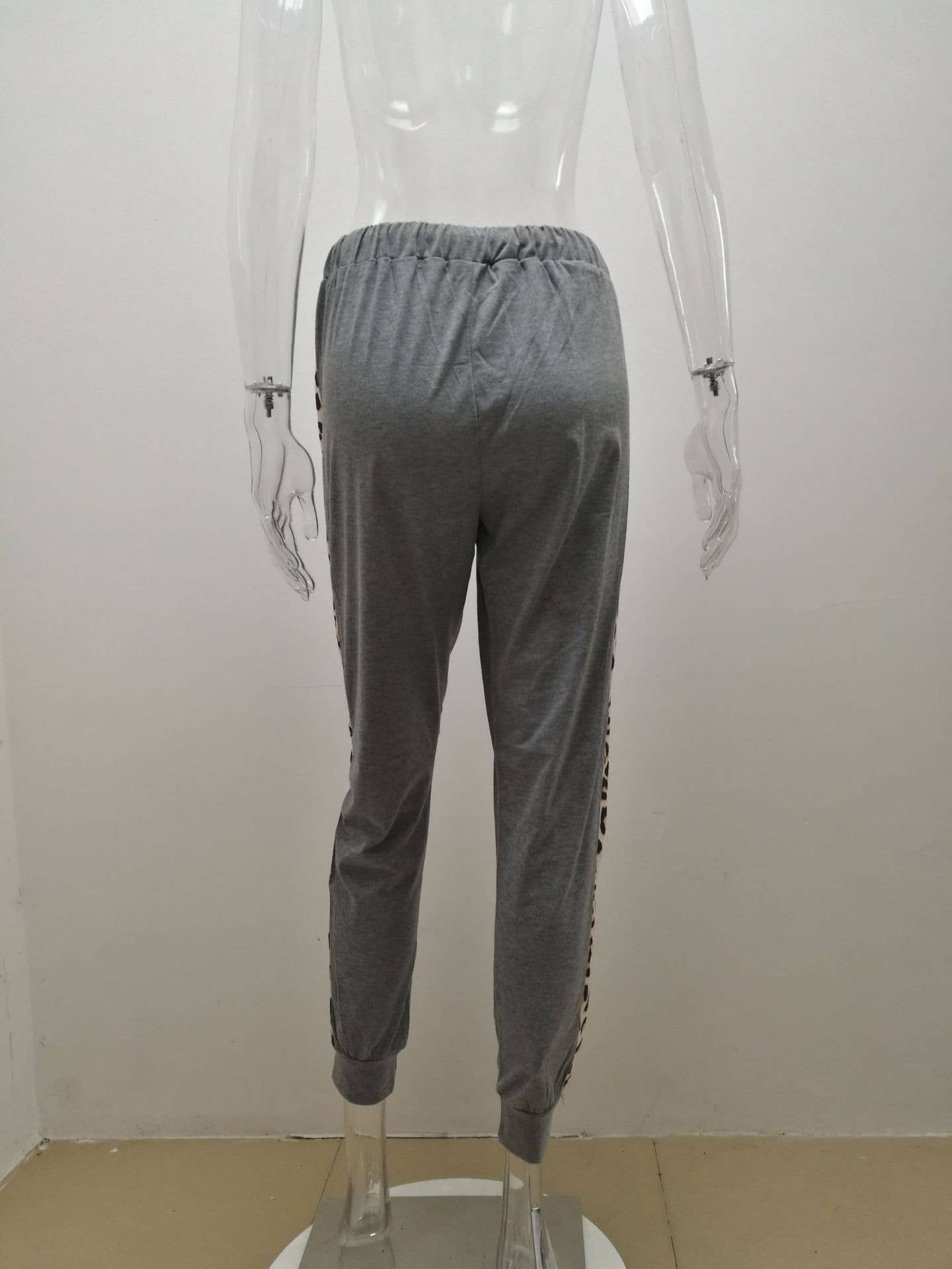 GRAY LEOPARD PRINT PANTS CASUAL JOGGING PANTS