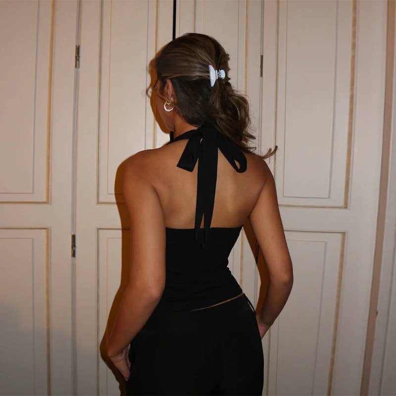 Lace Trim Halter Neck Slim Fit Cami Top