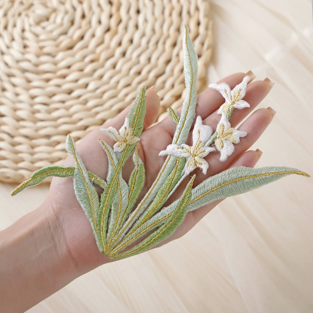 Orchid Embroidered Iron-On Patch for Stain Repair_CWMM5924