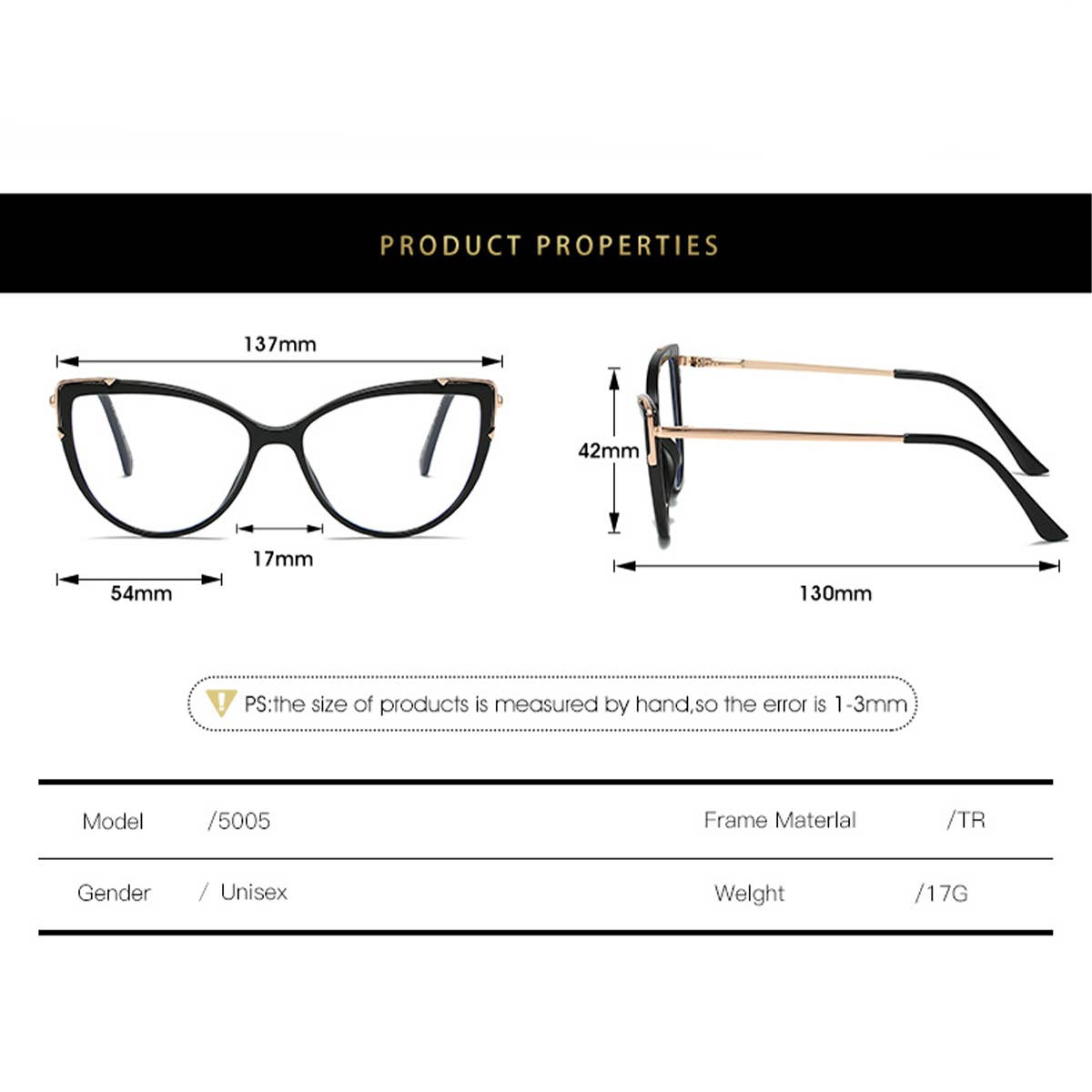 CAT-EYE TR FRAME TEMPLES BLUE LIGHT FLAT GLASSES_CWASG0275