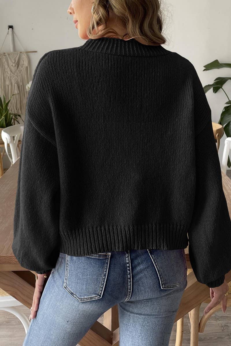 CWOSWL07382_WOMEN CROCHET PATCHWORK KNIT CARDIGAN SWEATER