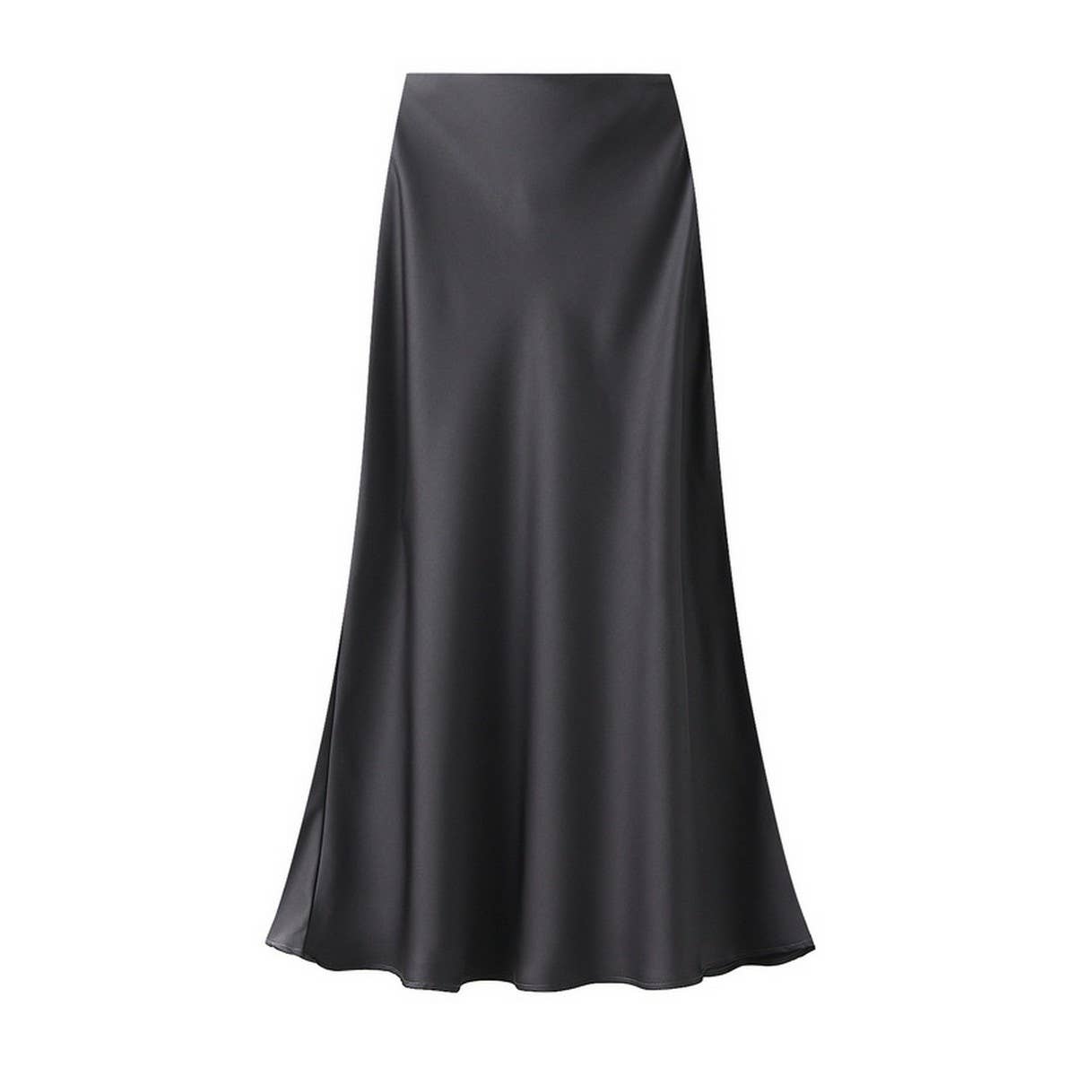 Silky High-Waist Fishtail Bodycon Midi Skirt