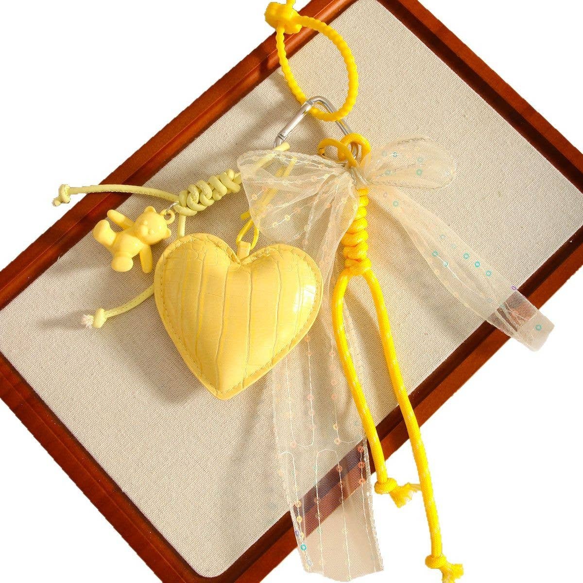 Cute PU Heart Bear Keychain Bag Charm