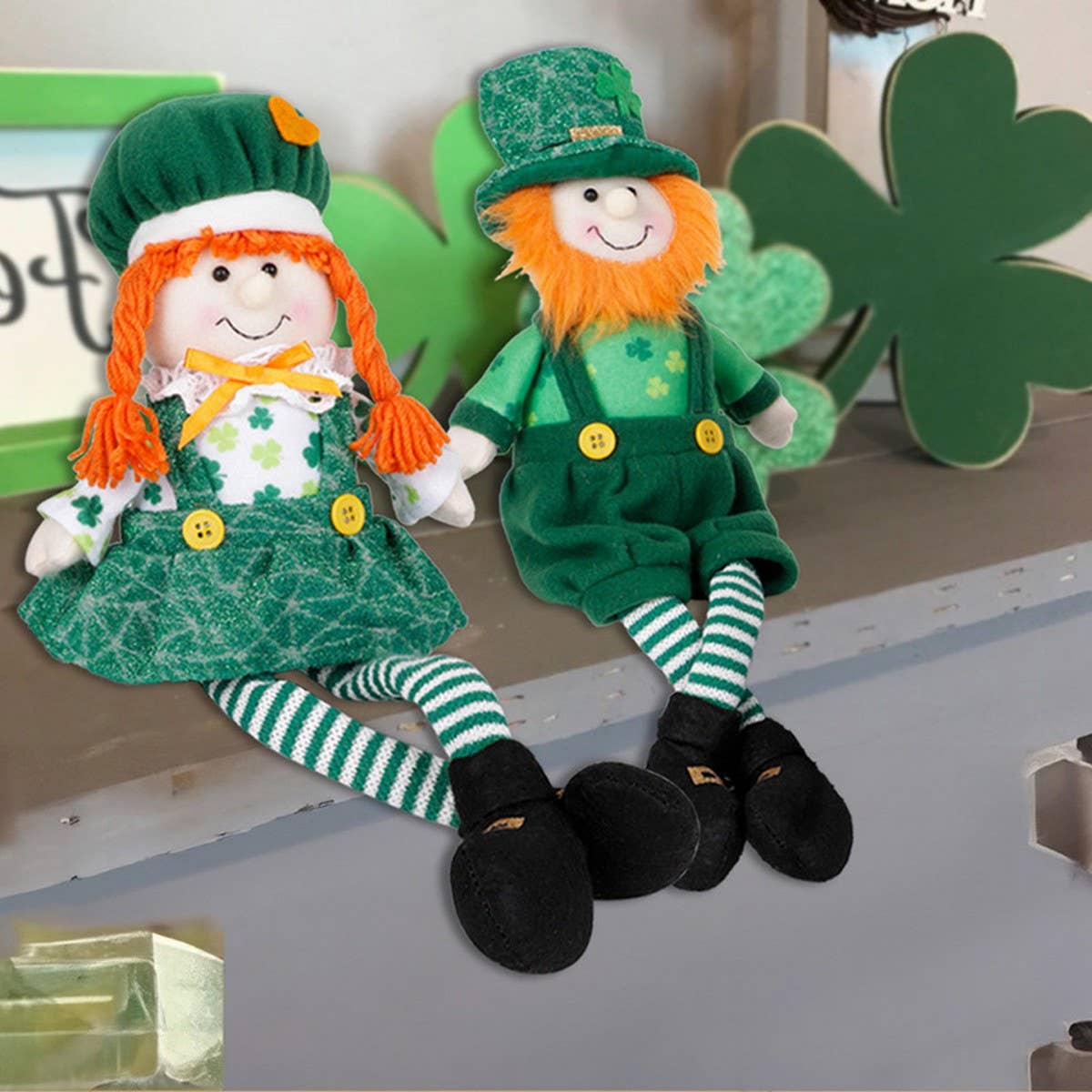 ST. PATRICK'S DAY LONG-LEGGED RUDOLPH DOLL ORNAMENT_CWMM3440