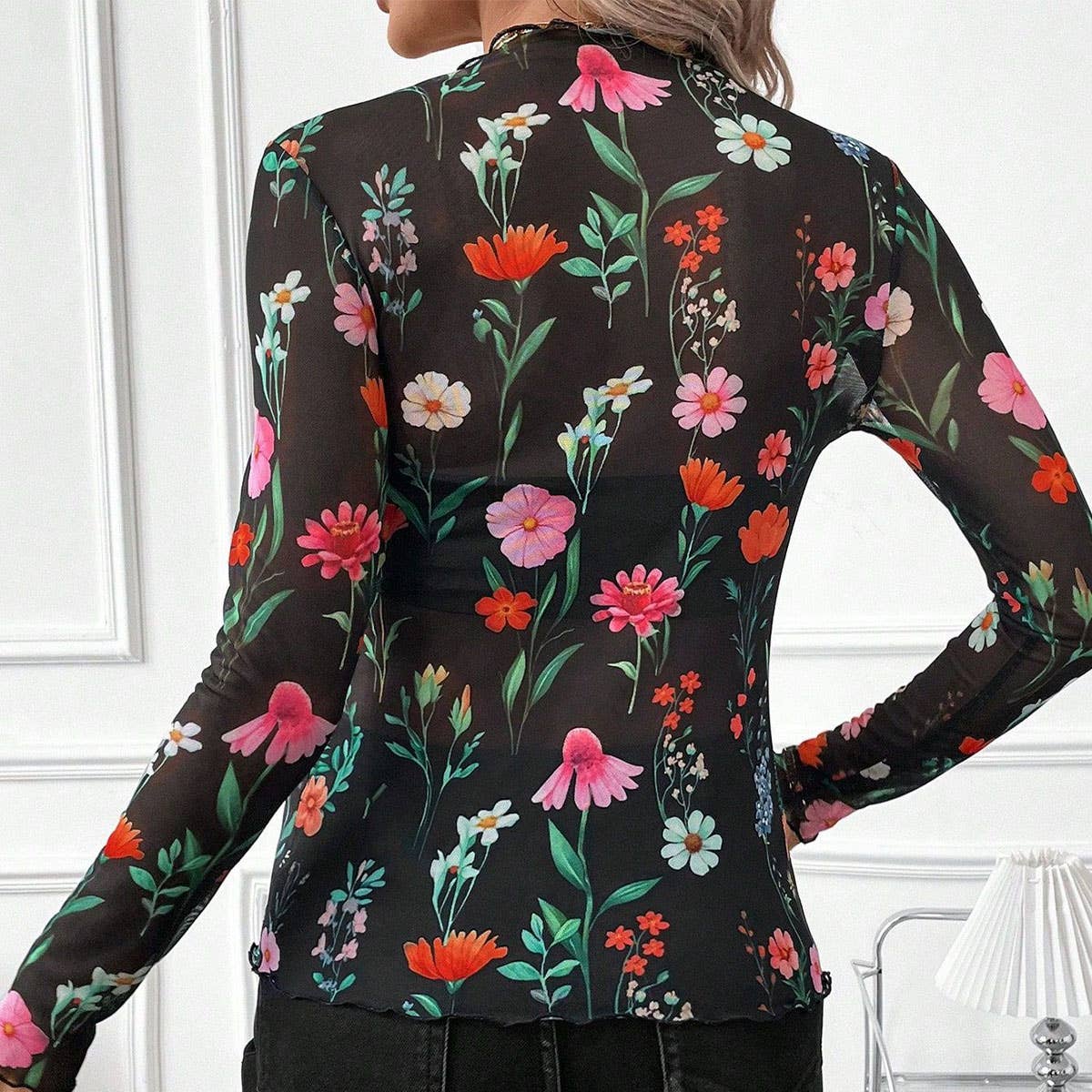 SEXY LEOPARD PRINT MESH FITTED T-SHIRT