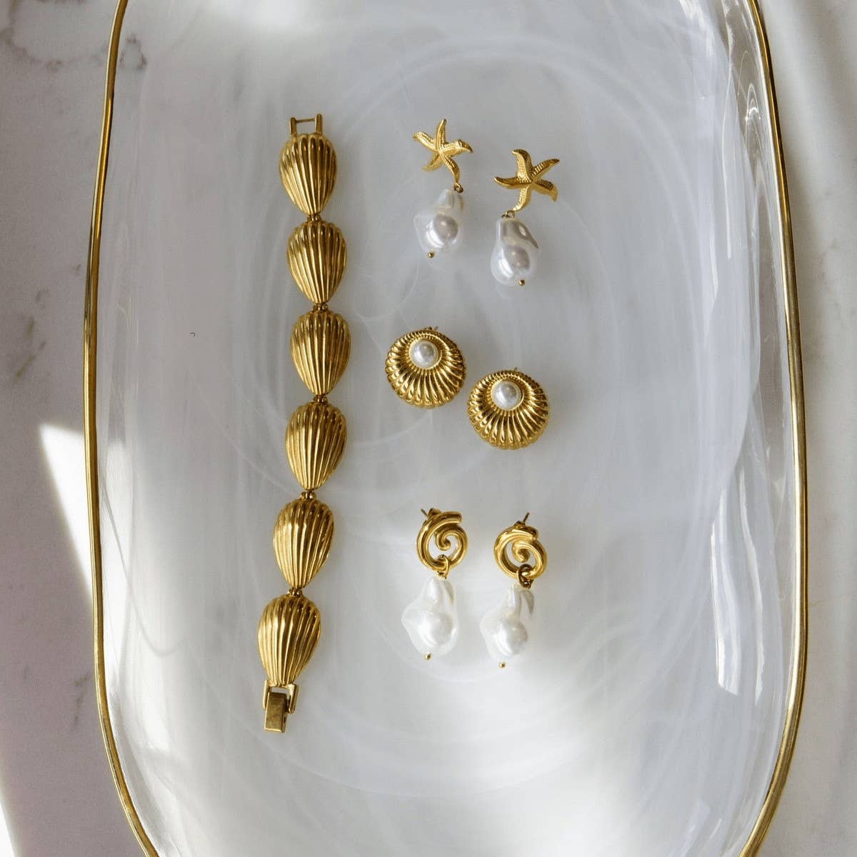 Creative stainless steel mirror pendant earrings