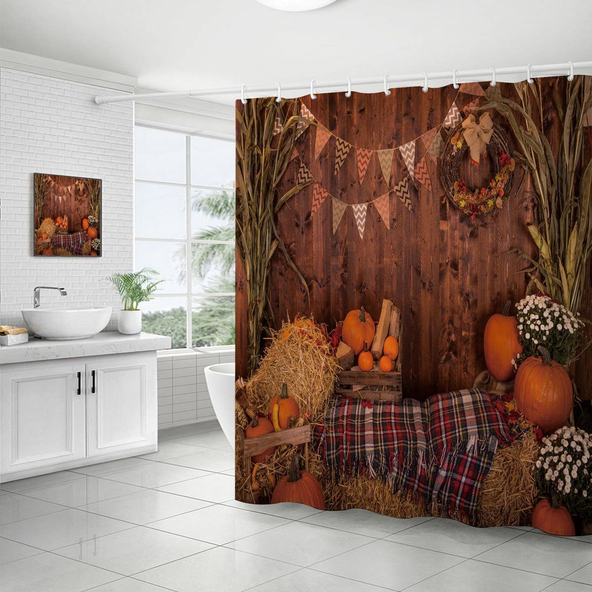 HARVEST PUMPKIN SERIES SHOWER CURTAIN