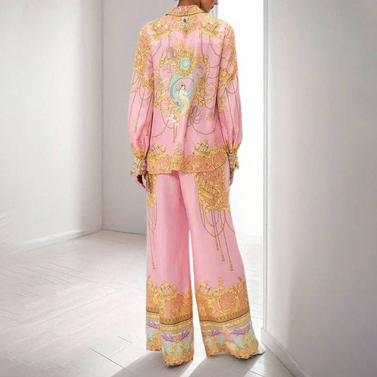 LONG-SLEEVED PRINTED SHIRT TROUSERS FASHION SUIT