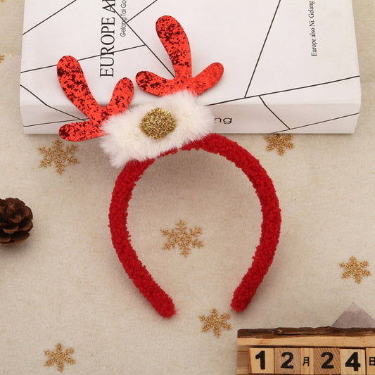 CHRISTMAS COLORFUL DEER ANTLER PLUSH NOSE HAIRPIN
