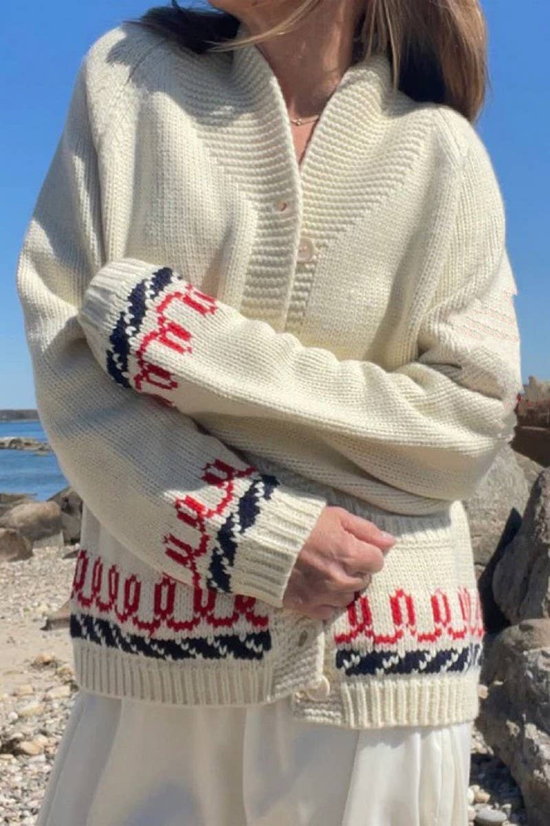 CWOSWL07744_2025 CASUAL PRINTED BUTTON FRONT KNIT CARDIGAN