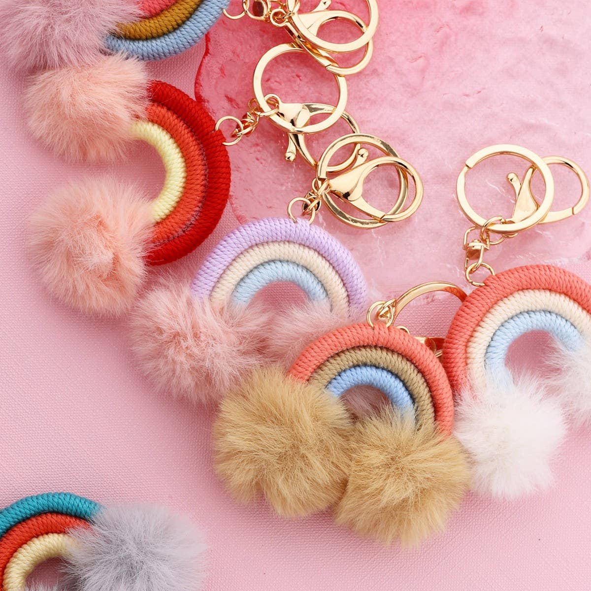 Keychain Cotton Woven Car Pendant Boho Pom Pom_CWAB5017