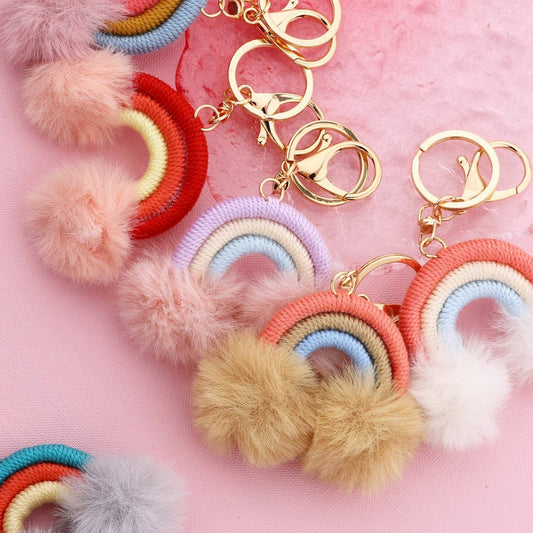 Keychain Cotton Woven Car Pendant Boho Pom Pom_CWAB5017