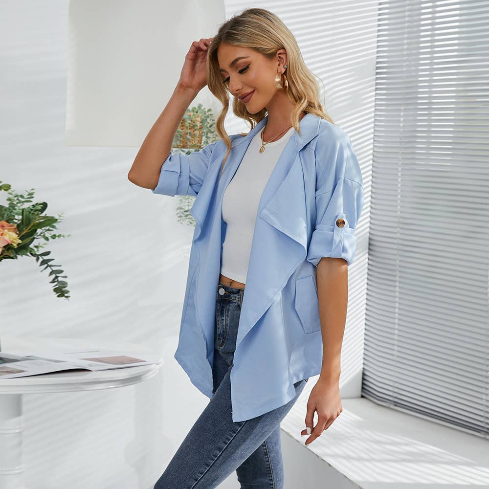 SUIT COLLAR IRREGULAR LONG SLEEVE WINDBREAKER