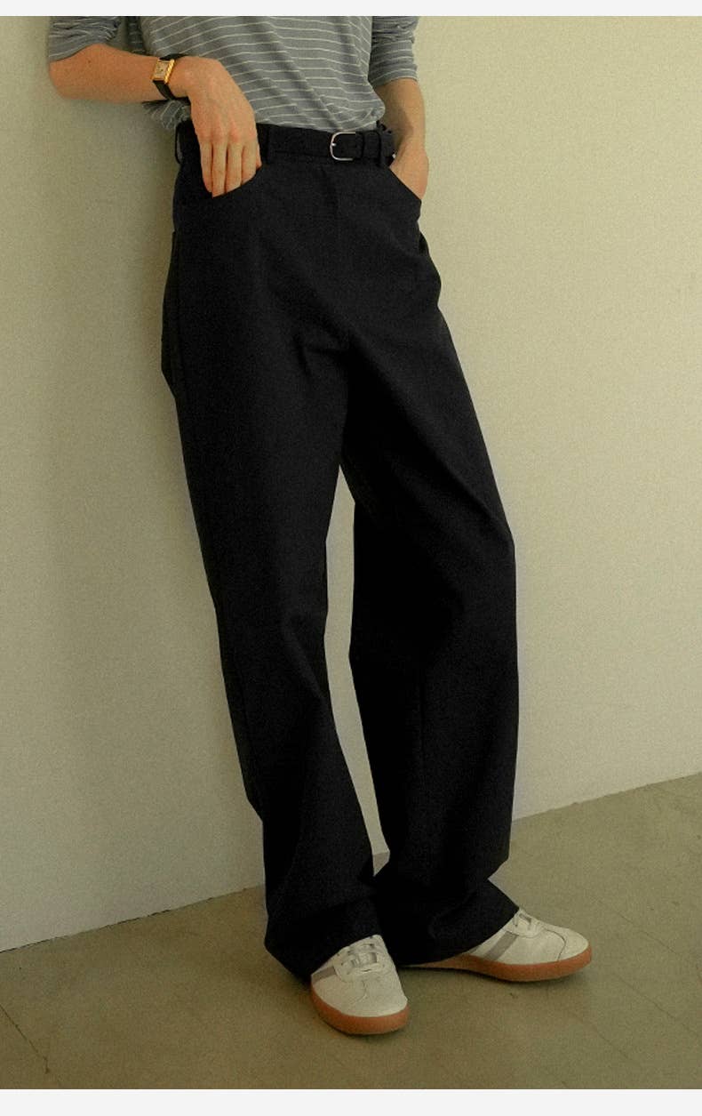 Elegant pure cotton straight-leg pants