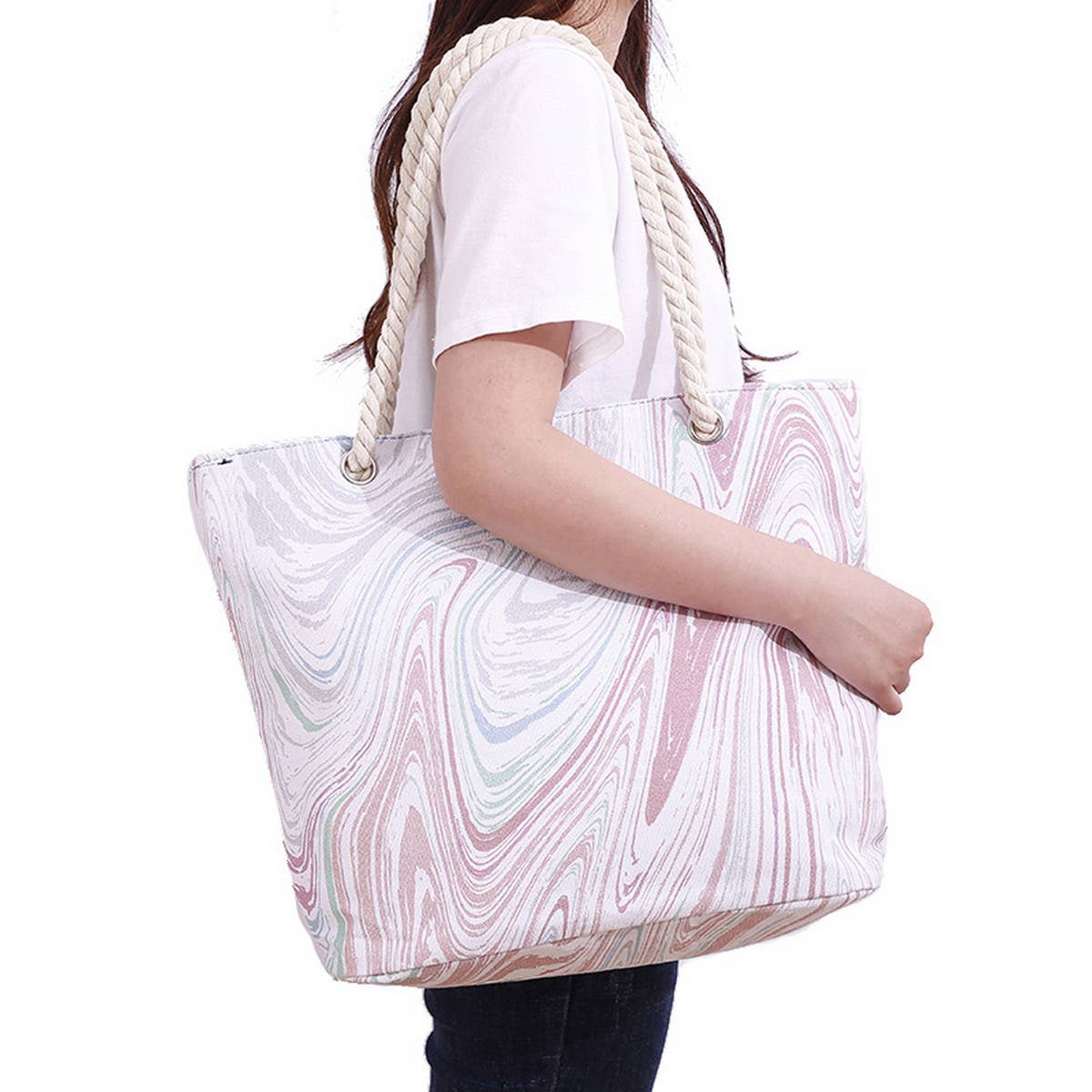 SIMPLE WHITE PAINTED PRINTED SHOULDER BAG_CUAB0230