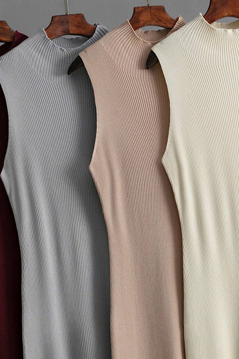 CWDMD01156_SOLID SLEEVELESS KNIT BODYCON TANK DRESS