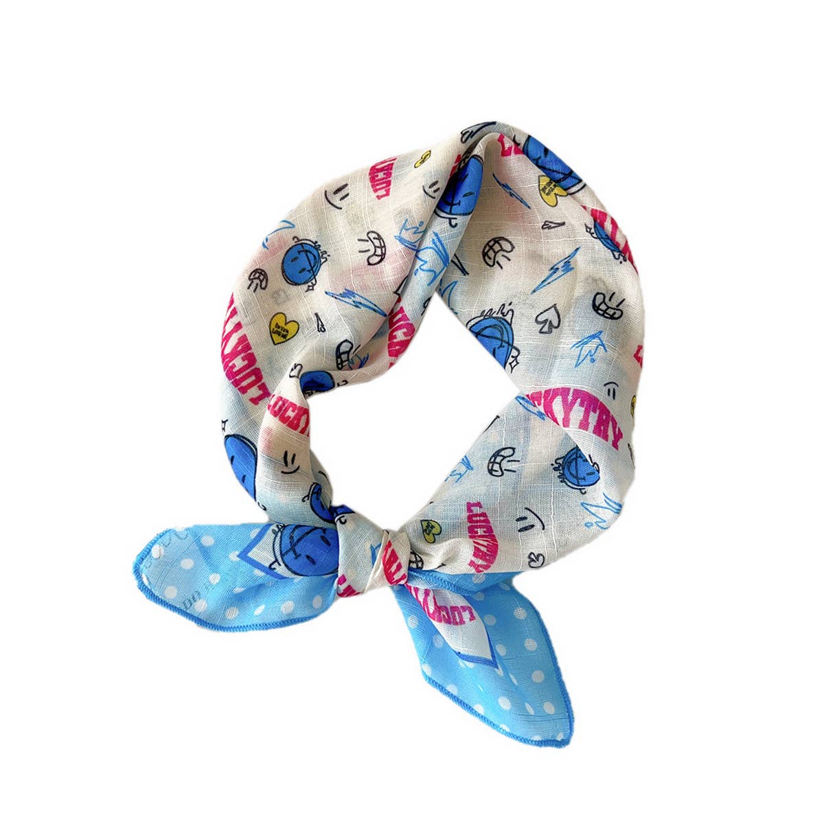 Cotton Linen Floral Square Scarf for Women