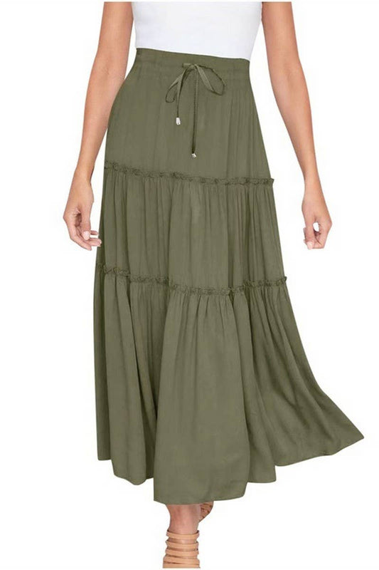 CWBLS0557_CASUAL SOLID PATCHWORK ELASTIC WAIST MAXI SKIRT