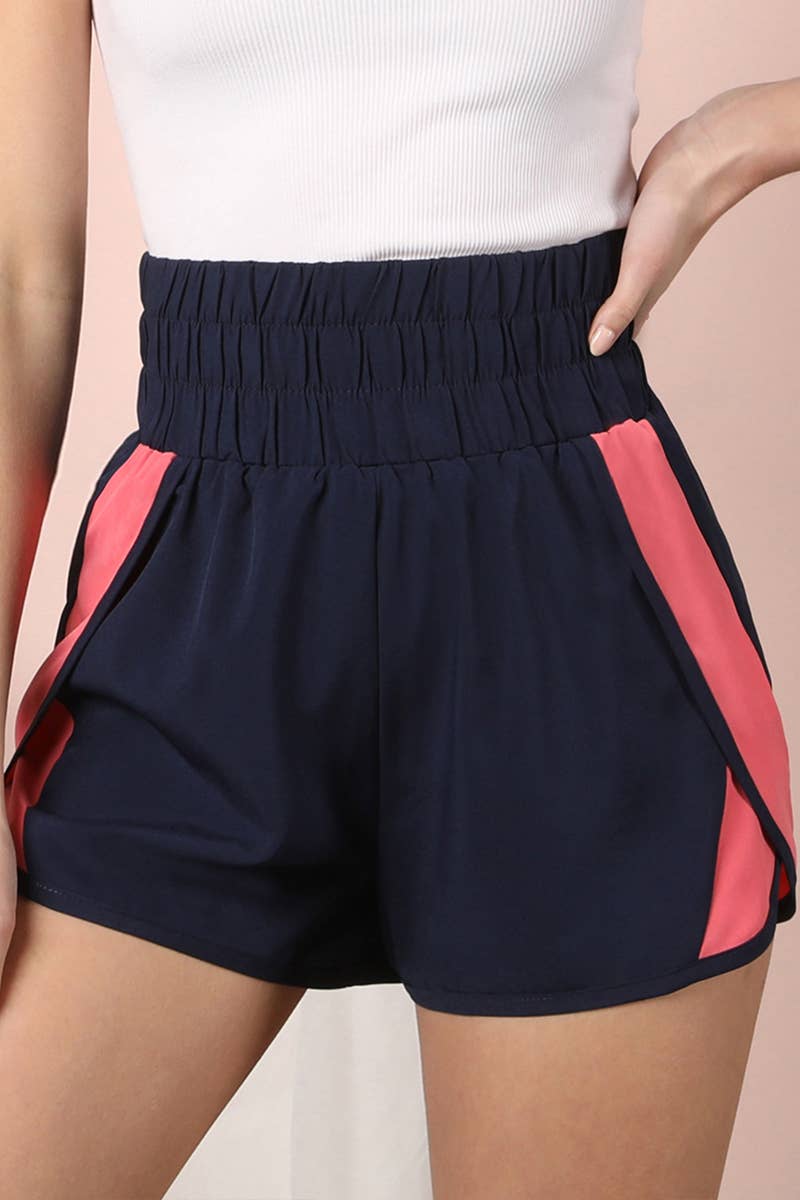 CWBSP136_High Waistband with Contrast Detail Comfy Shorts