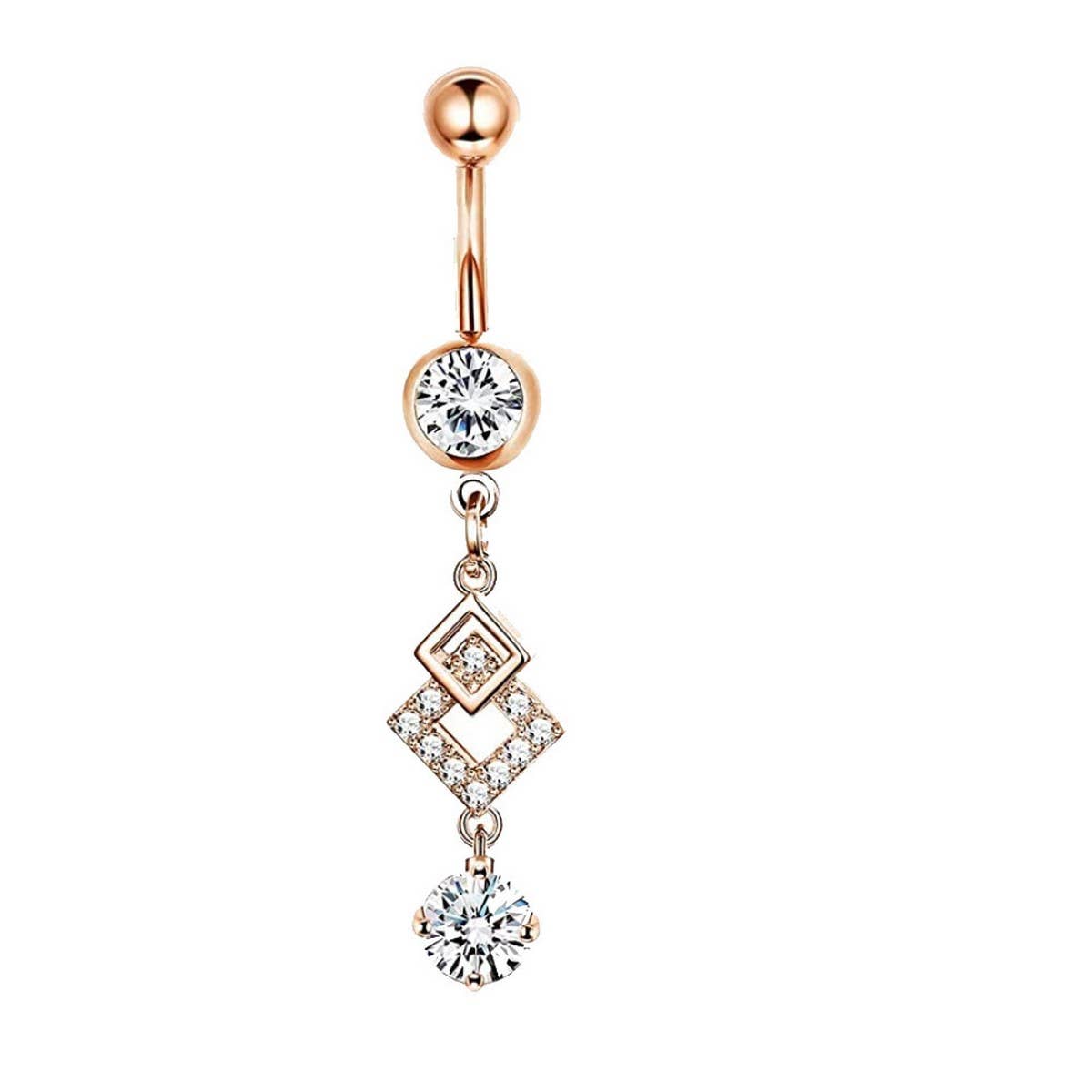 Rhombus CZ Belly Button Ring Piercing Jewelry