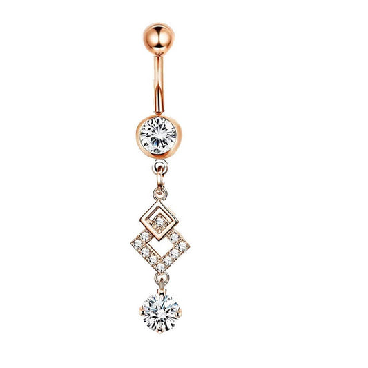 Rhombus CZ Belly Button Ring Piercing Jewelry